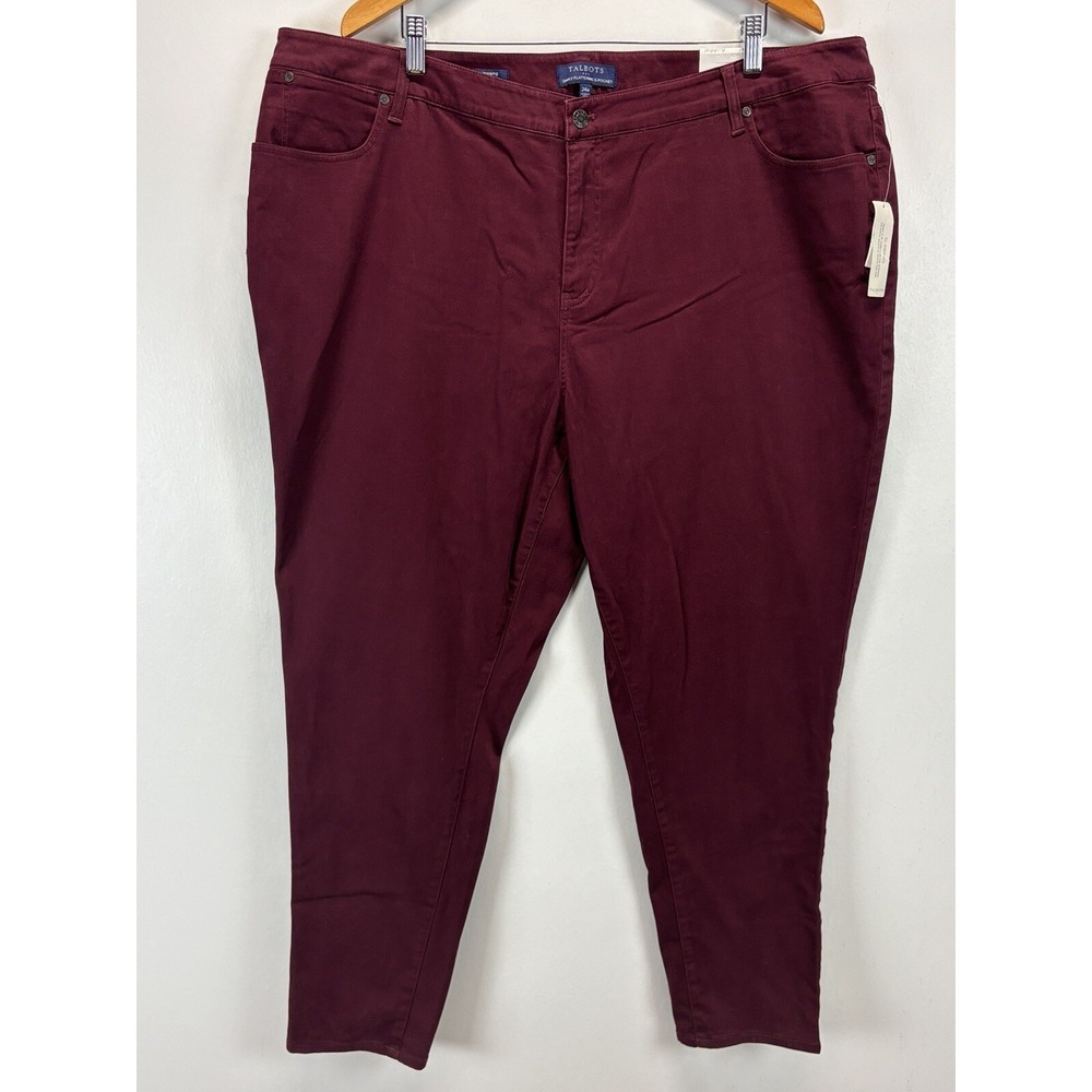 NEW! Talbots Simply Flattering 5 Pocket Jegging Jeans Sz 24W Plus Maroon Stretch